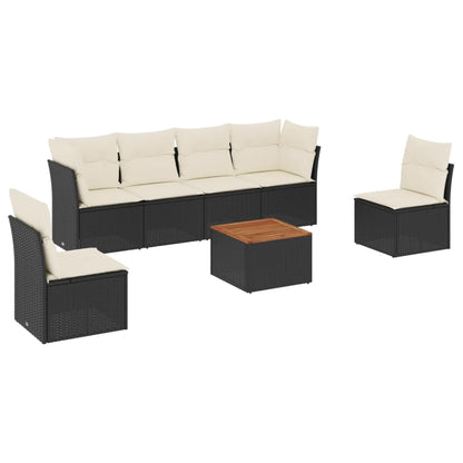 Set Divani da Giardino con Cuscini 7pz Nero Polyrattan - homemem39