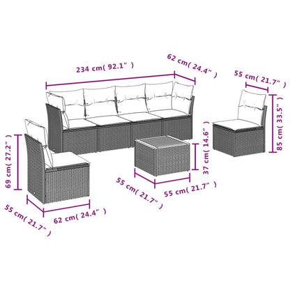 Set Divani da Giardino con Cuscini 7pz Nero Polyrattan | homemem39