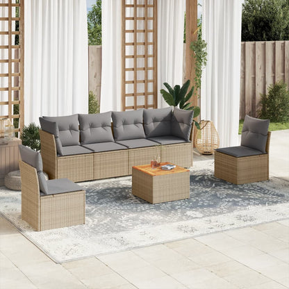Set Divano da Giardino 7 pz con Cuscini Beige Misto Polyrattan - homemem39