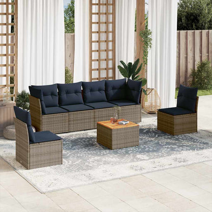 Set Divani da Giardino 7 pz con Cuscini Grigio in Polyrattan - homemem39
