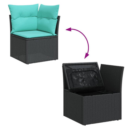 Set Divani da Giardino 7 pz con Cuscini Nero in Polyrattan | homemem39