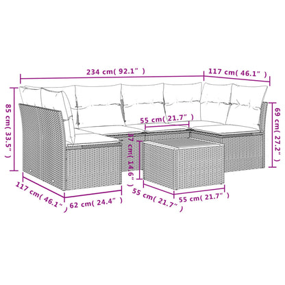 Set Divani da Giardino 7 pz con Cuscini Grigio in Polyrattan - homemem39