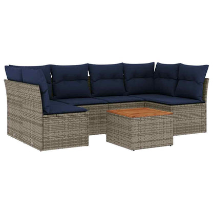 Set Divani da Giardino 7 pz con Cuscini Grigio in Polyrattan - homemem39