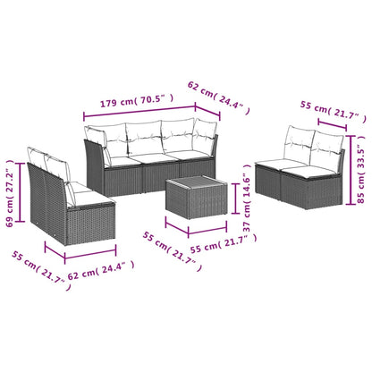 Set Divani da Giardino con Cuscini 8 pz Nero in Polyrattan | homemem39