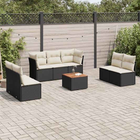 Garden Sofa Set with Cushions 8 pcs Black in Polyrattan