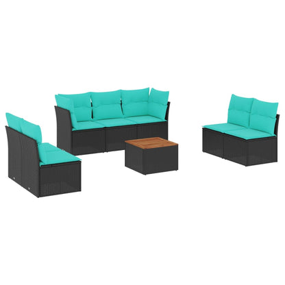 Set Divani da Giardino 8 pz con Cuscini Nero in Polyrattan | homemem39