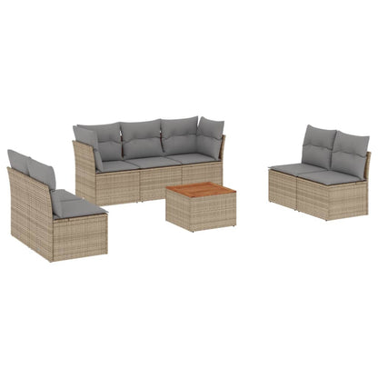 Set Divano da Giardino 8 pz con Cuscini Beige Misto Polyrattan - homemem39