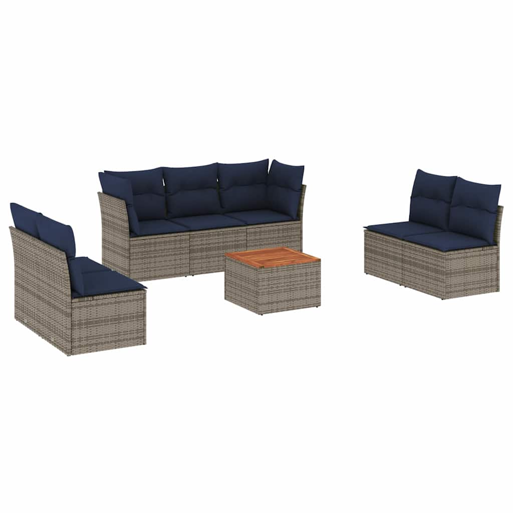 Set Divani da Giardino 8 pz con Cuscini Grigio in Polyrattan - homemem39