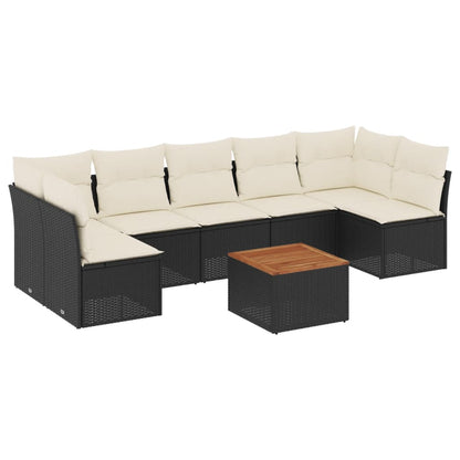 Set Divani da Giardino con Cuscini 8 pz Nero in Polyrattan