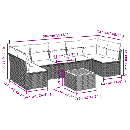 Garden Sofa Set with Cushions 8 pcs Black in Polyrattan