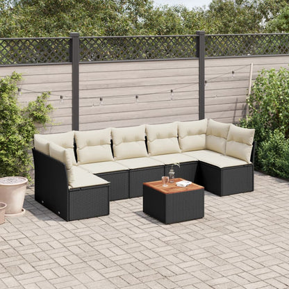 Garden Sofa Set with Cushions 8 pcs Black in Polyrattan