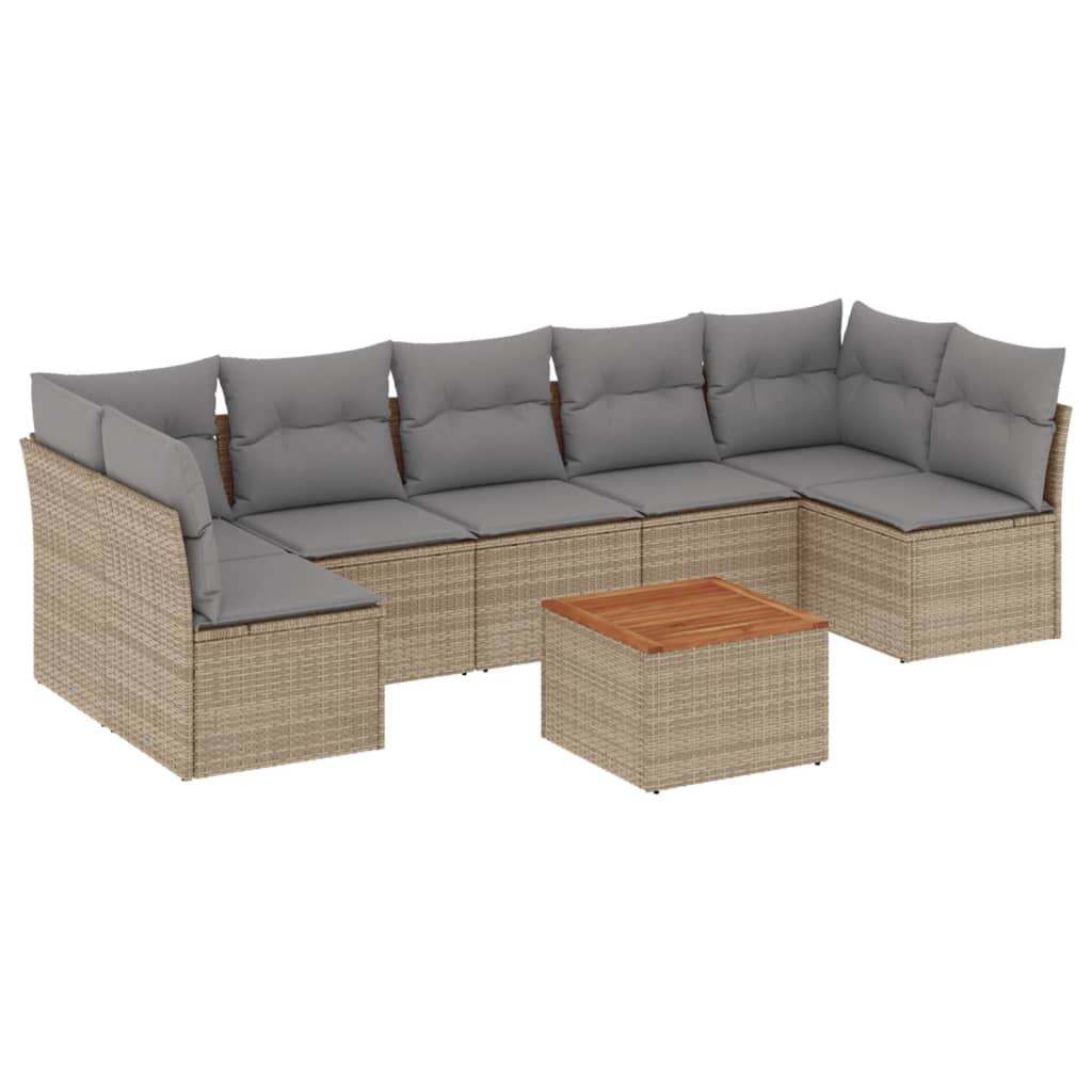 Set Divano da Giardino 8 pz con Cuscini Beige Misto Polyrattan - homemem39