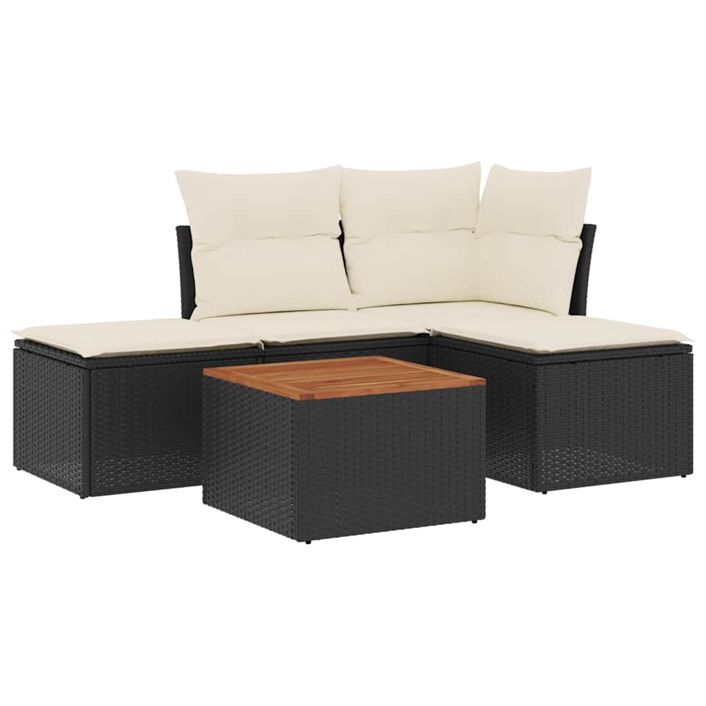 Set Divani da Giardino 5 pz con Cuscini in Polyrattan Nero - homemem39
