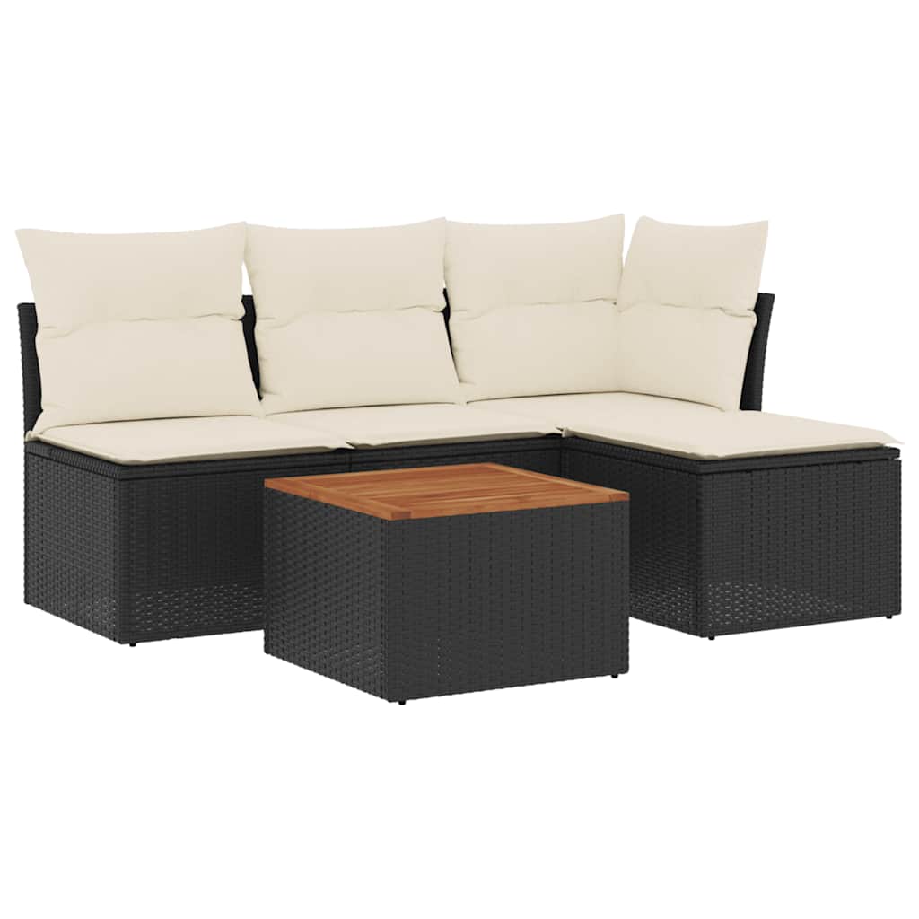 Set Divani da Giardino 5 pz con Cuscini in Polyrattan Nero - homemem39