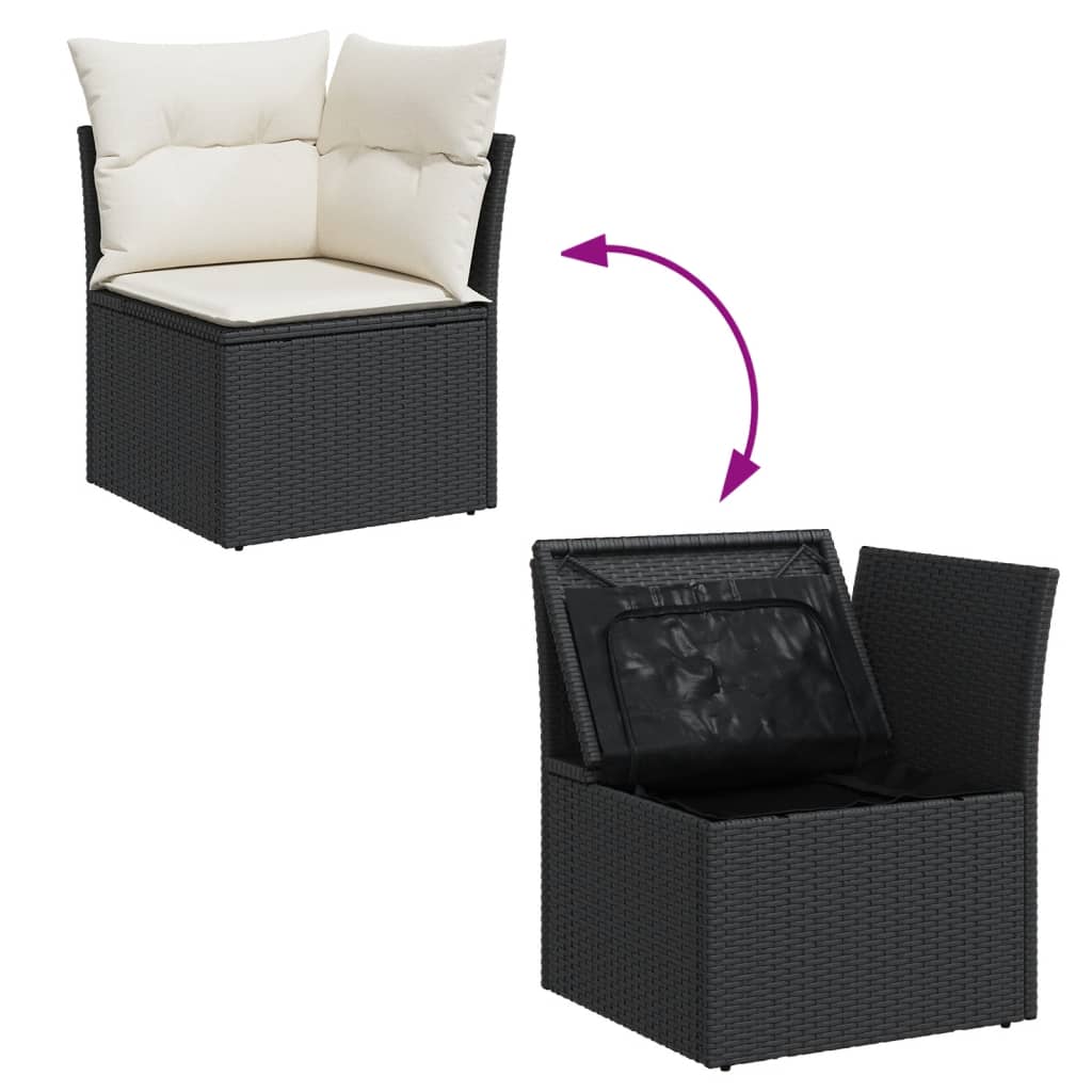 Set Divani da Giardino 5 pz con Cuscini in Polyrattan Nero