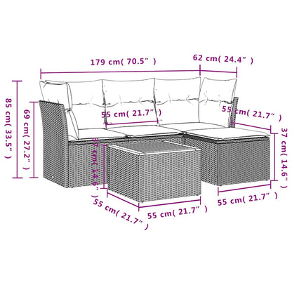 Set Divani da Giardino 5 pz con Cuscini in Polyrattan Nero - homemem39