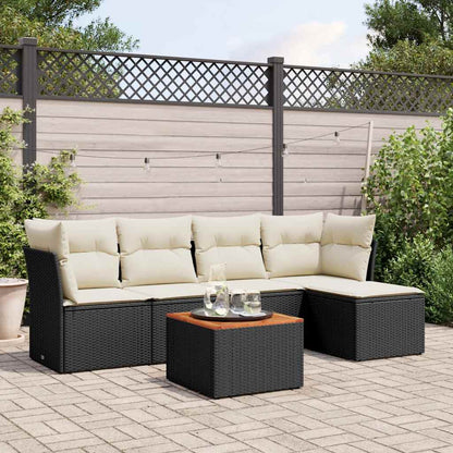 Set Divano da Giardino 6 pz con Cuscini Nero in Polyrattan - homemem39