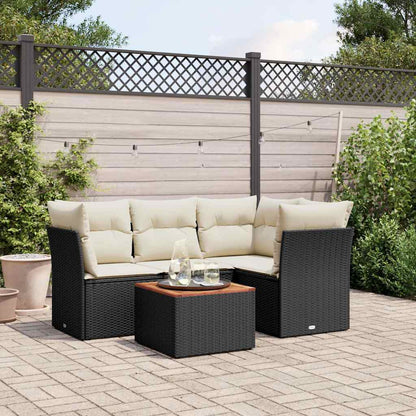 Set Divani da Giardino 5 pz con Cuscini in Polyrattan Nero - homemem39
