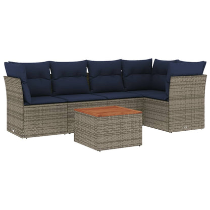 Set Divani da Giardino 6 pz con Cuscini Grigio in Polyrattan | homemem39