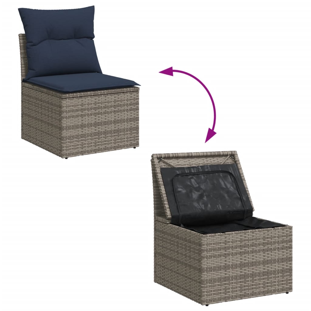Set Divani da Giardino 6 pz con Cuscini Grigio in Polyrattan - homemem39