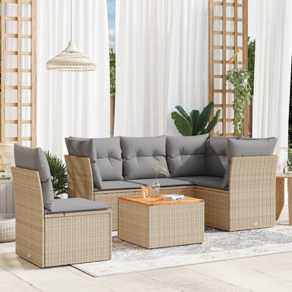 Set Divano da Giardino 6 pz con Cuscini Beige Misto Polyrattan - homemem39