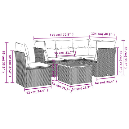 Set Divano da Giardino 6 pz con Cuscini Grigio in Polyrattan - homemem39