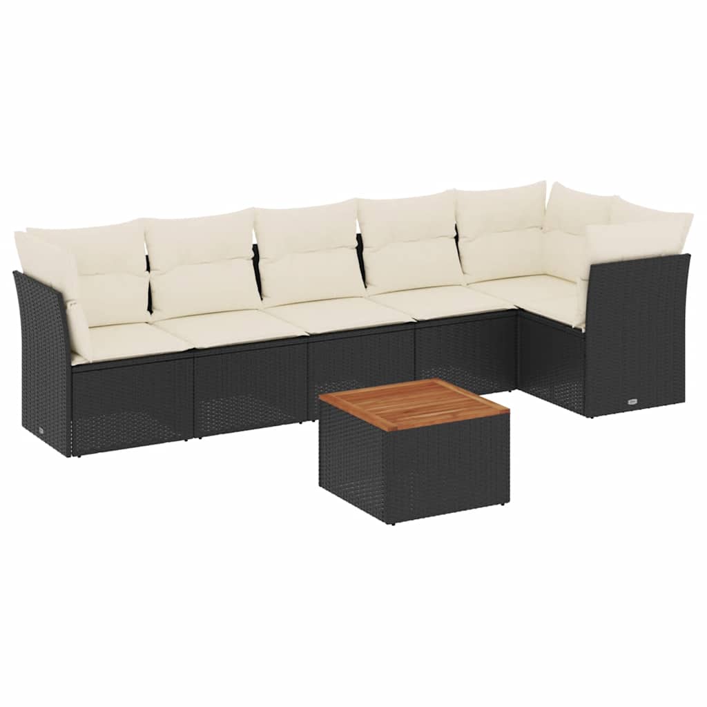 Set Divani da Giardino con Cuscini 7pz Nero Polyrattan - homemem39
