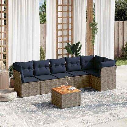Set Divani da Giardino 7 pz con Cuscini Grigio in Polyrattan - homemem39