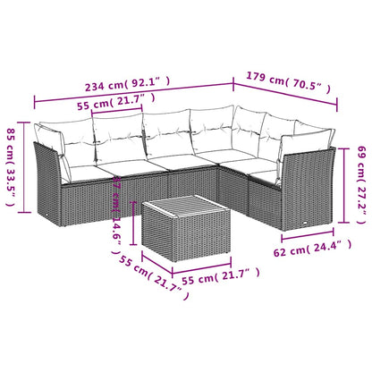 Set Divani da Giardino con Cuscini 7pz Nero Polyrattan | homemem39