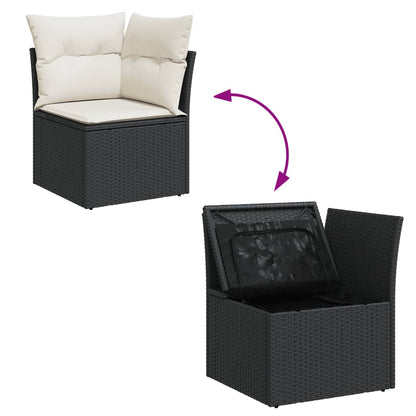 6-piece Garden Sofa Set with Black Polyrattan Cushions