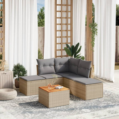 Set Divano da Giardino 6 pz con Cuscini Beige Misto Polyrattan - homemem39