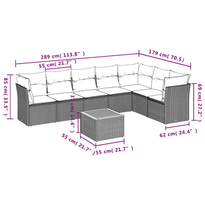Set Divani da Giardino con Cuscini 8 pz Nero in Polyrattan - homemem39