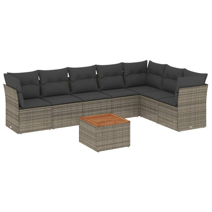 Set Divano da Giardino 8 pz con Cuscini Grigio in Polyrattan - homemem39