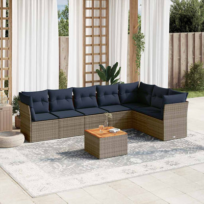 Set Divani da Giardino 8 pz con Cuscini Grigio in Polyrattan - homemem39