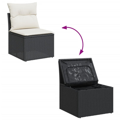 Set Divani da Giardino 9 pz con Cuscini Nero in Polyrattan - homemem39