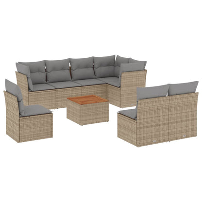 Set Divano da Giardino 9 pz con Cuscini Beige Misto Polyrattan - homemem39