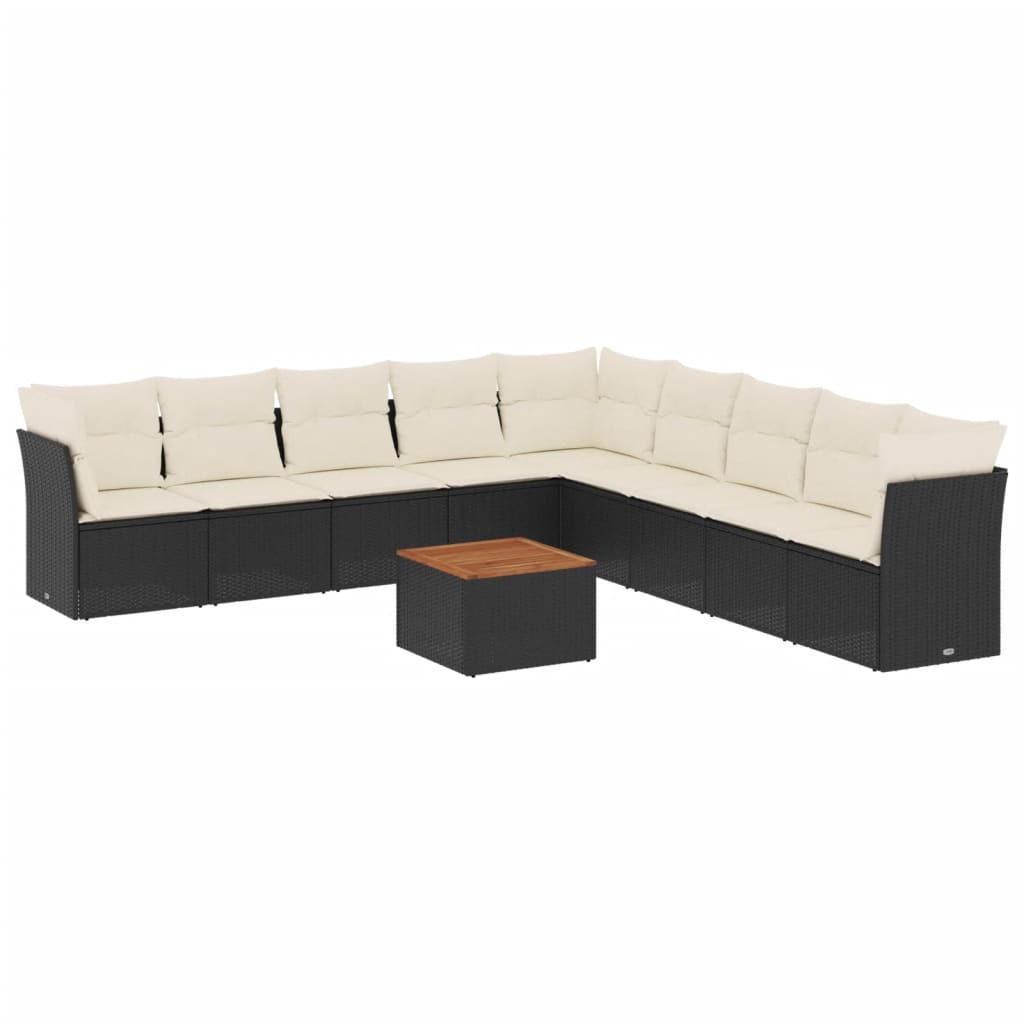 Set Divani da Giardino 10pz con Cuscini in Polyrattan Nero - homemem39