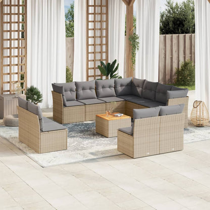 Set Divano da Giardino 12 pz con Cuscini Beige Misto Polyrattan - homemem39