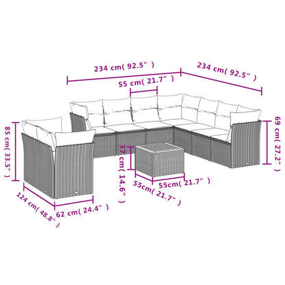Patio Sofa Set 10-Posti Misto Beige e Grigio Chiaro | homemem39