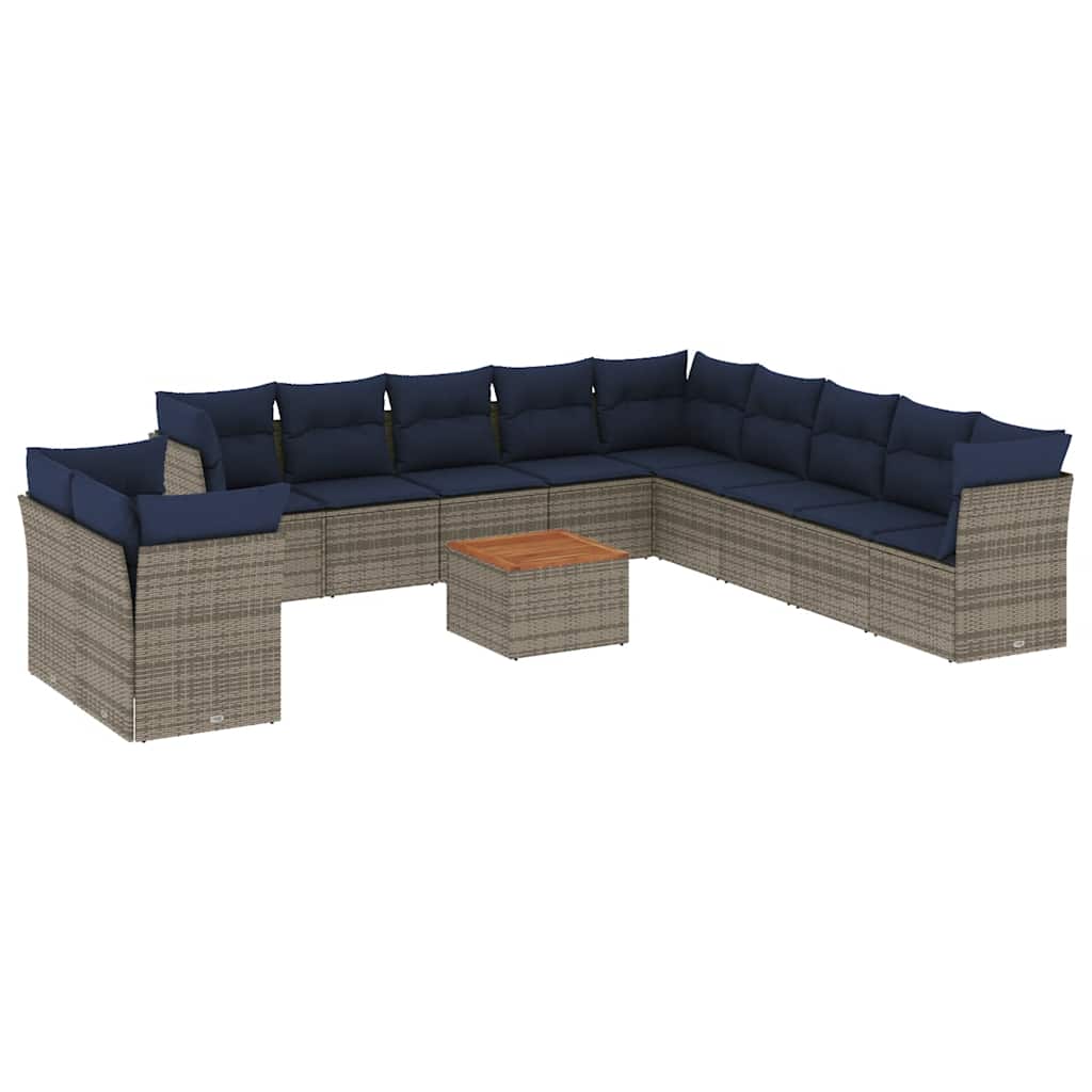 Set Divani da Giardino 12 pz con Cuscini Grigio in Polyrattan - homemem39