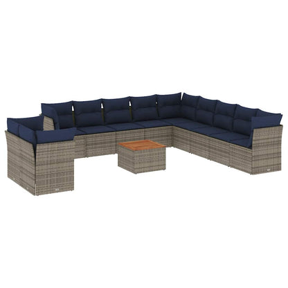 Set Divani da Giardino 12 pz con Cuscini Grigio in Polyrattan - homemem39
