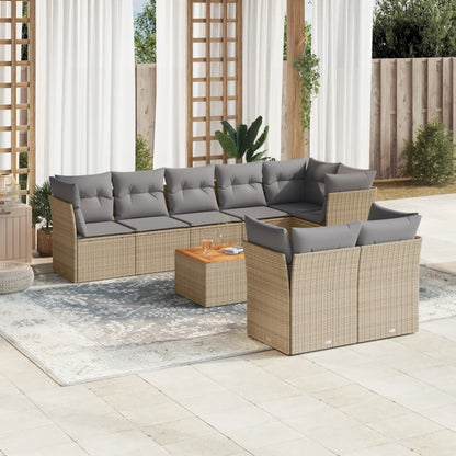 Set Divano da Giardino 9 pz con Cuscini Beige Misto Polyrattan - homemem39