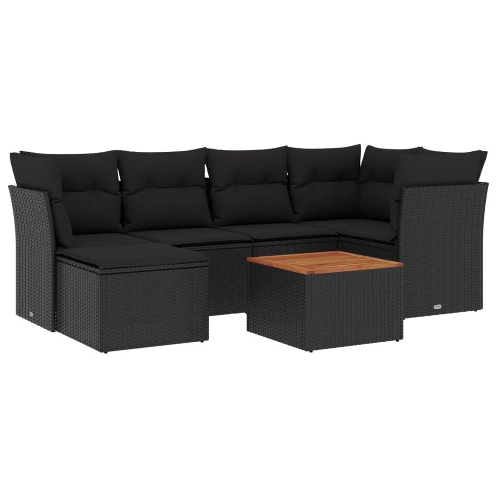 Set Divani da Giardino con Cuscini 7pz Nero Polyrattan - homemem39