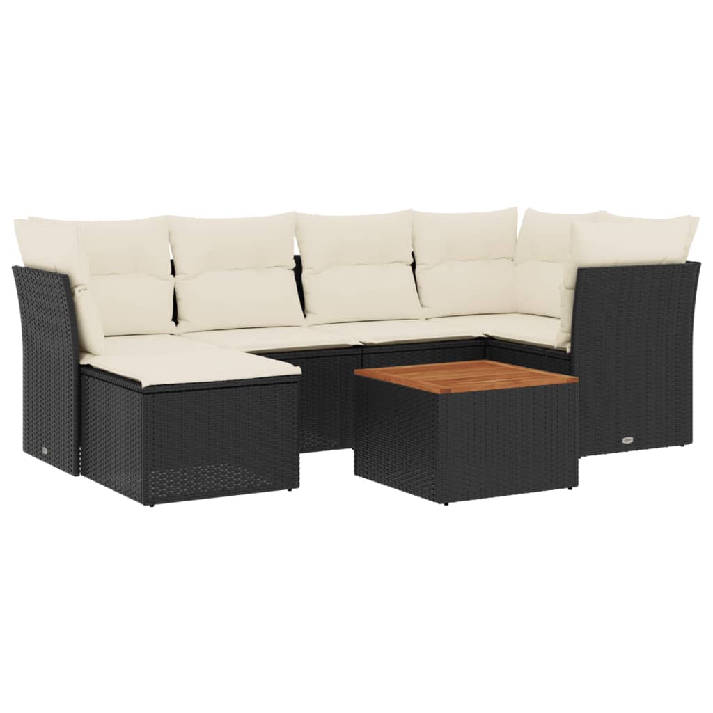 Set Divani da Giardino con Cuscini 7pz Nero Polyrattan - homemem39
