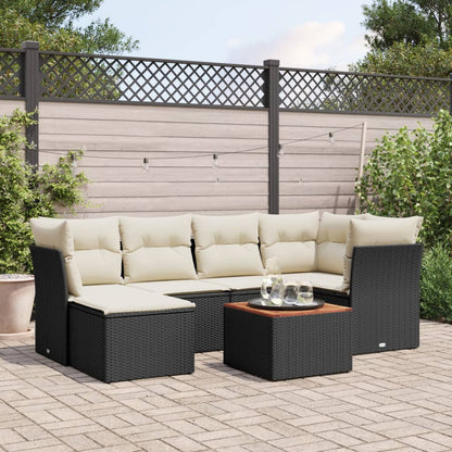 Set Divani da Giardino con Cuscini 7pz Nero Polyrattan - homemem39