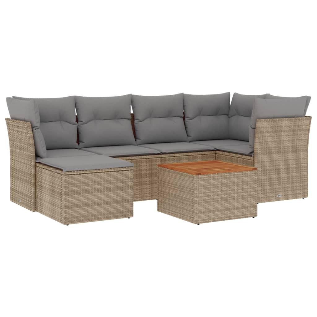 Set Divano da Giardino 7 pz con Cuscini Beige Misto Polyrattan - homemem39