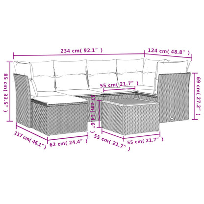 Set Divani da Giardino 7 pz con Cuscini Grigio in Polyrattan - homemem39
