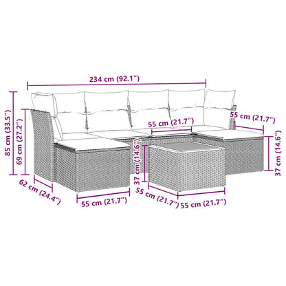 Set Divani da Giardino con Cuscini 7pz Nero Polyrattan - homemem39