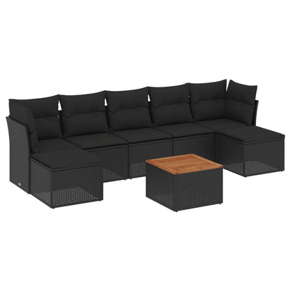 Set Divani da Giardino con Cuscini 8 pz Nero in Polyrattan - homemem39