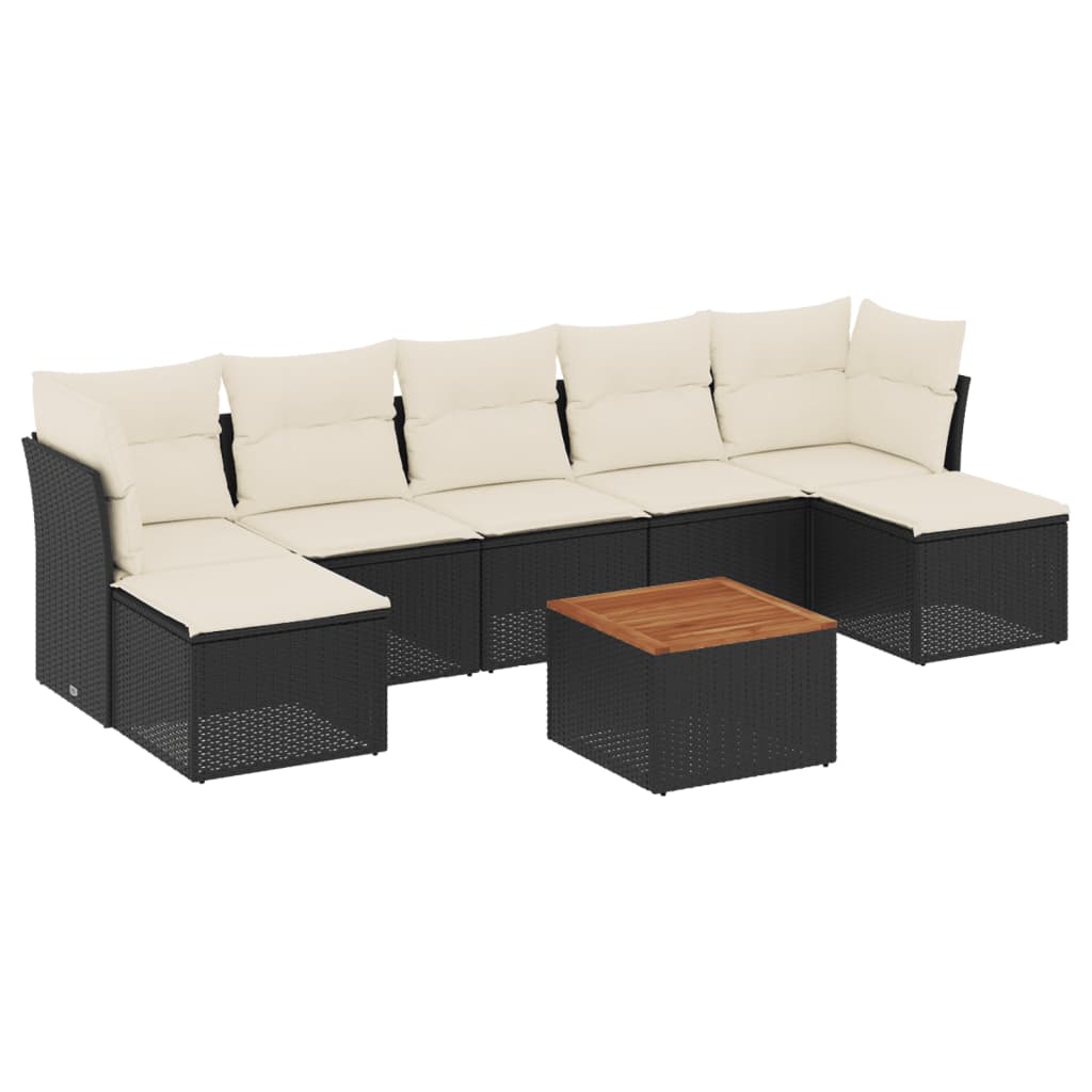 Set Divani da Giardino con Cuscini 8 pz Nero in Polyrattan - homemem39